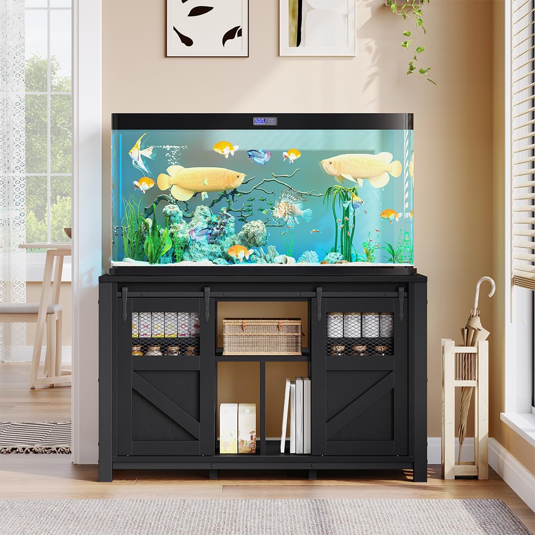 YITAHOME 120 Gallon Fish Tank Stand with Power Outlets, Heavy Duty Large Aquarium Stand with Barn Door, Reptile Tank Turtle Terr